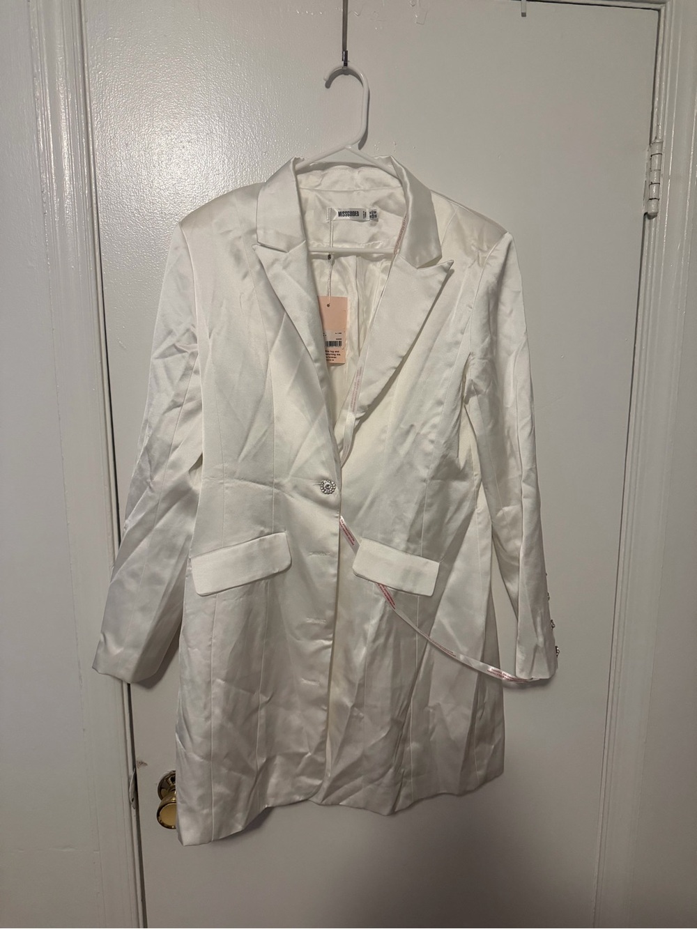 Missguided White Satin Blazer Dress